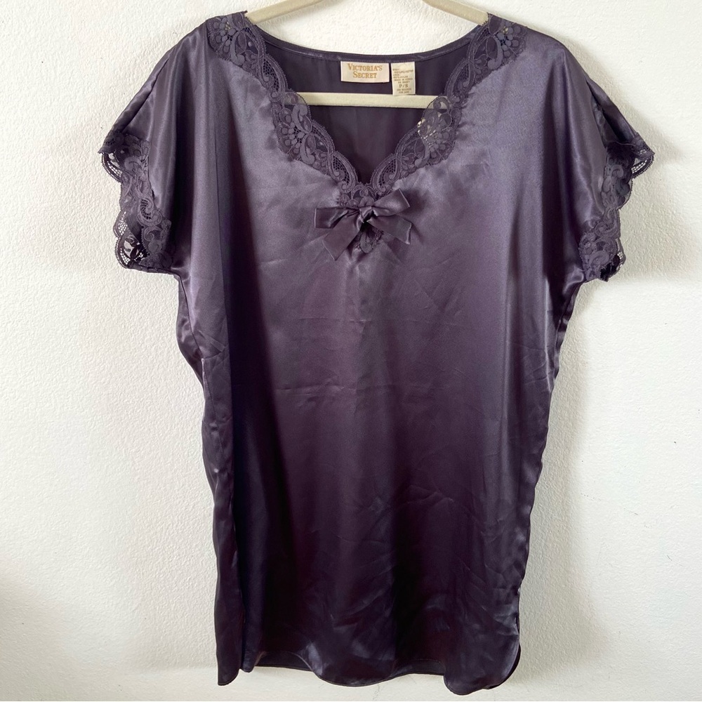 Victoria’s Secret gold label vintage deadstock gray blue satin nightie lingerie - Picture 1 of 4